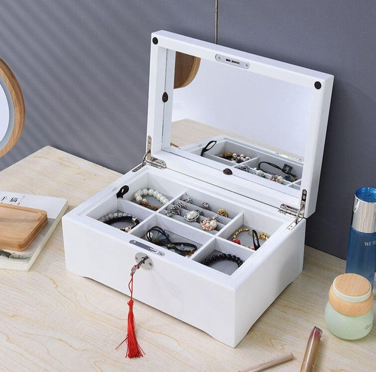 Boîte Bijoux en Bois Pratique blanc