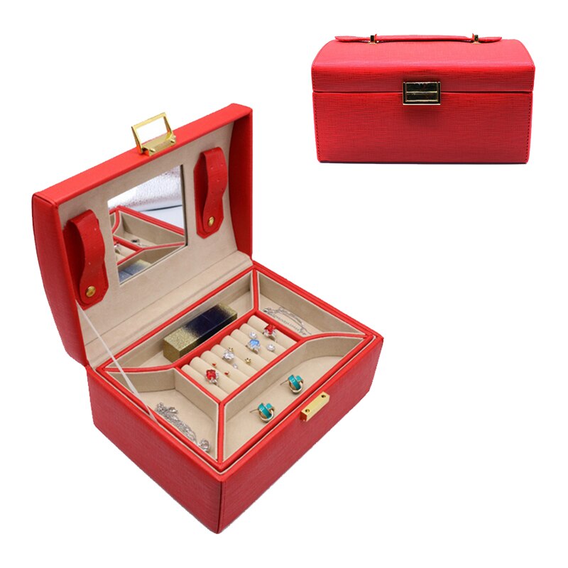 Boîte à Bijoux Rouge en Cuir femme