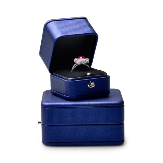 Écrin Bague Bleu Tissu