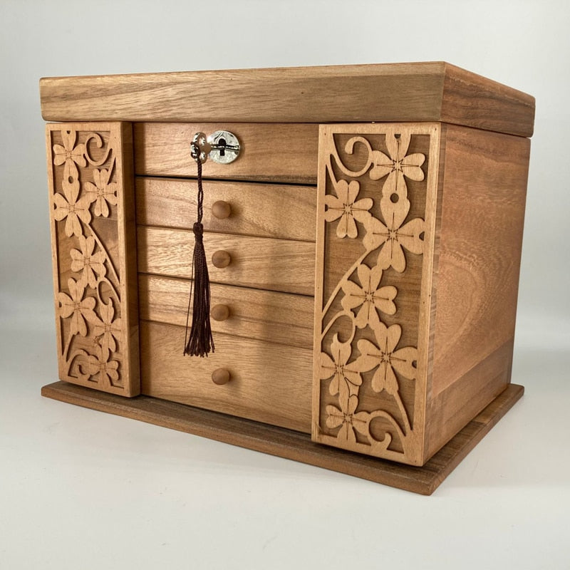 Boîte en bois avec couvercle Boîte de rangement en bois Plat Vintage Boîte  en bois décorative Boîte artisanale Organisateur de bijoux Porte-bijoux  pour bureau à domicile Marron 