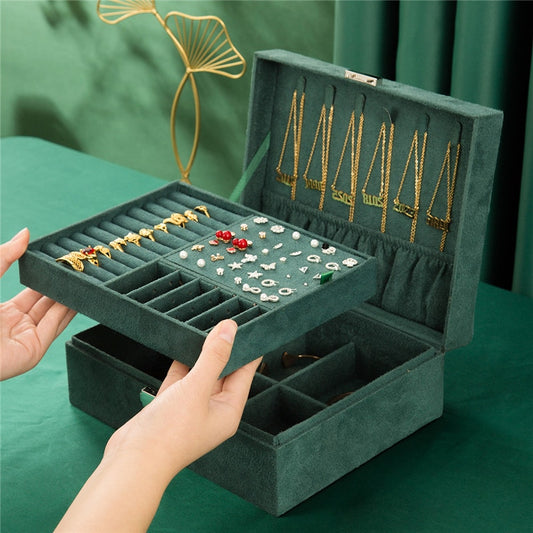 Boîte à Bijoux Velours Vert femme