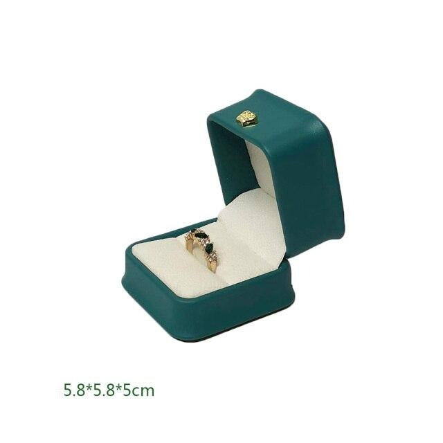 Écrin Bague Cuir Simple Vert
