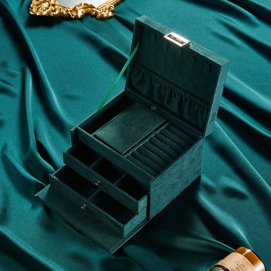 Petite boîte à bijoux, velours vert - Perrine & Antoinette