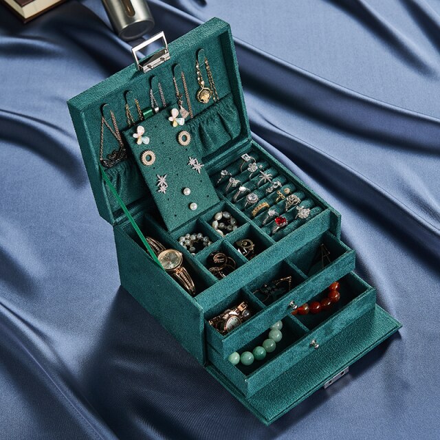 Boîte à Bijoux Velours Vert femme