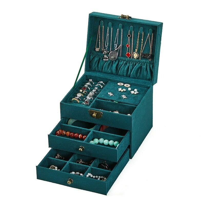 Boîte Bijoux Velours Vert femme