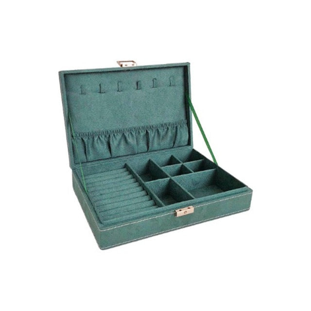 Boîte à Bijoux Organisatrice à Double étage En Cuir PU Et Velours - Blanche Avec Serrure - 2