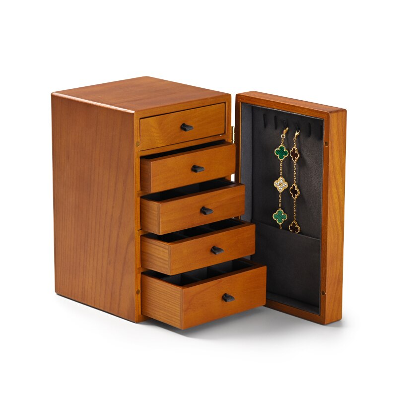 Boîte Bijoux Tiroir Bois Massif