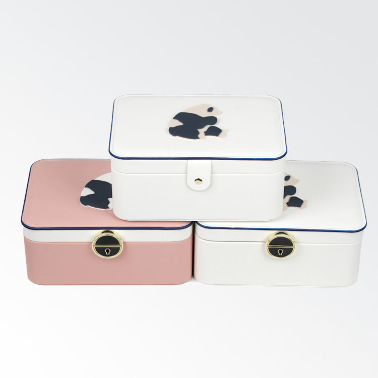 Boîte De Rangement Pour Accessoires De Cheveux Et Bijoux - 3 Niveaux, 6 Compartiments - Rose, Avec Poignée Et Couvercle Transparent - 5