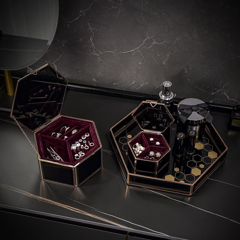 grande boite verre velours rouge