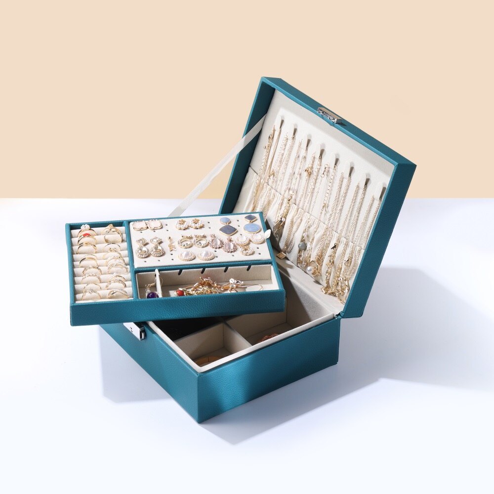 Boîte à Bijoux Cuir Bleu femme