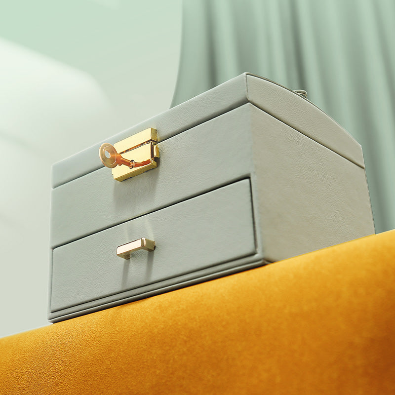 Boîte à Bijoux serrure en cuir