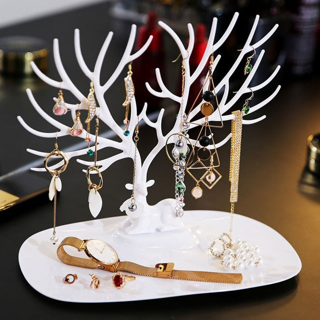 Arbre à Bijoux Cornes de Cerf Blanc